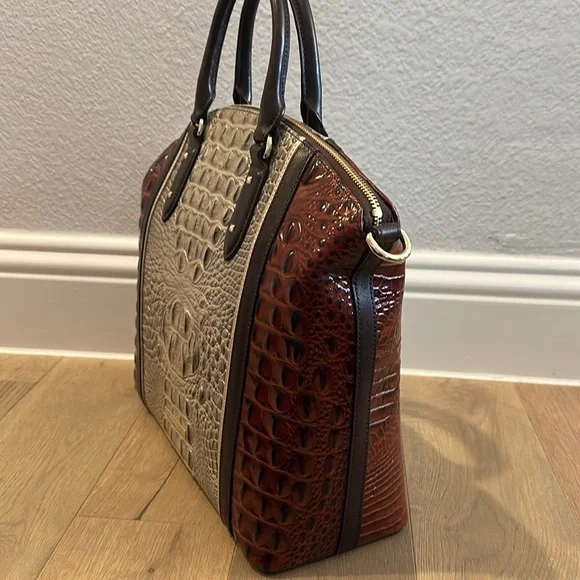 Brahmin Large Duxbury Hemlock Westwood Croc Embossed Leather Convertible Satchel